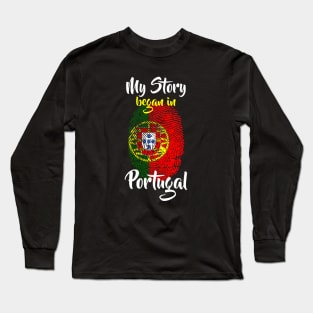 Portugal Flag Fingerprint My Story DNA Portuguese Long Sleeve T-Shirt